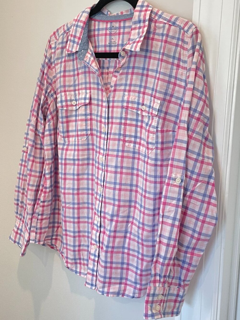 PL 100% Cotton St. John's Bay Long-Sleeve Button Down Camp Shirt w/ Sleeve Tabs